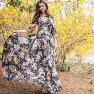 Yumi Kim Floral Black Maxi Dress